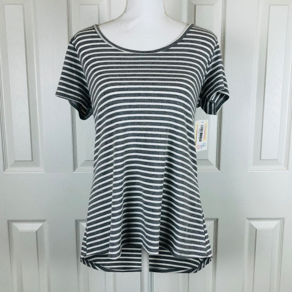 LuluRoe Classic Tee gray & white stripe size small